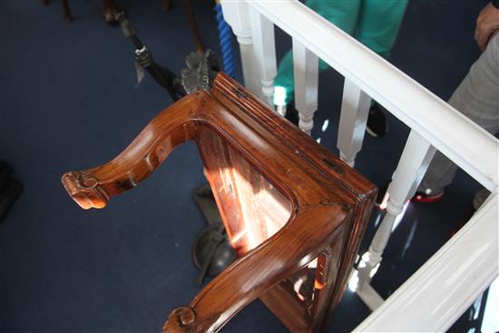 A Chinese huang huali kang table or bench, Qing dynasty with later alterations, W.33cm H.30.5cm L.97cm, various repairs